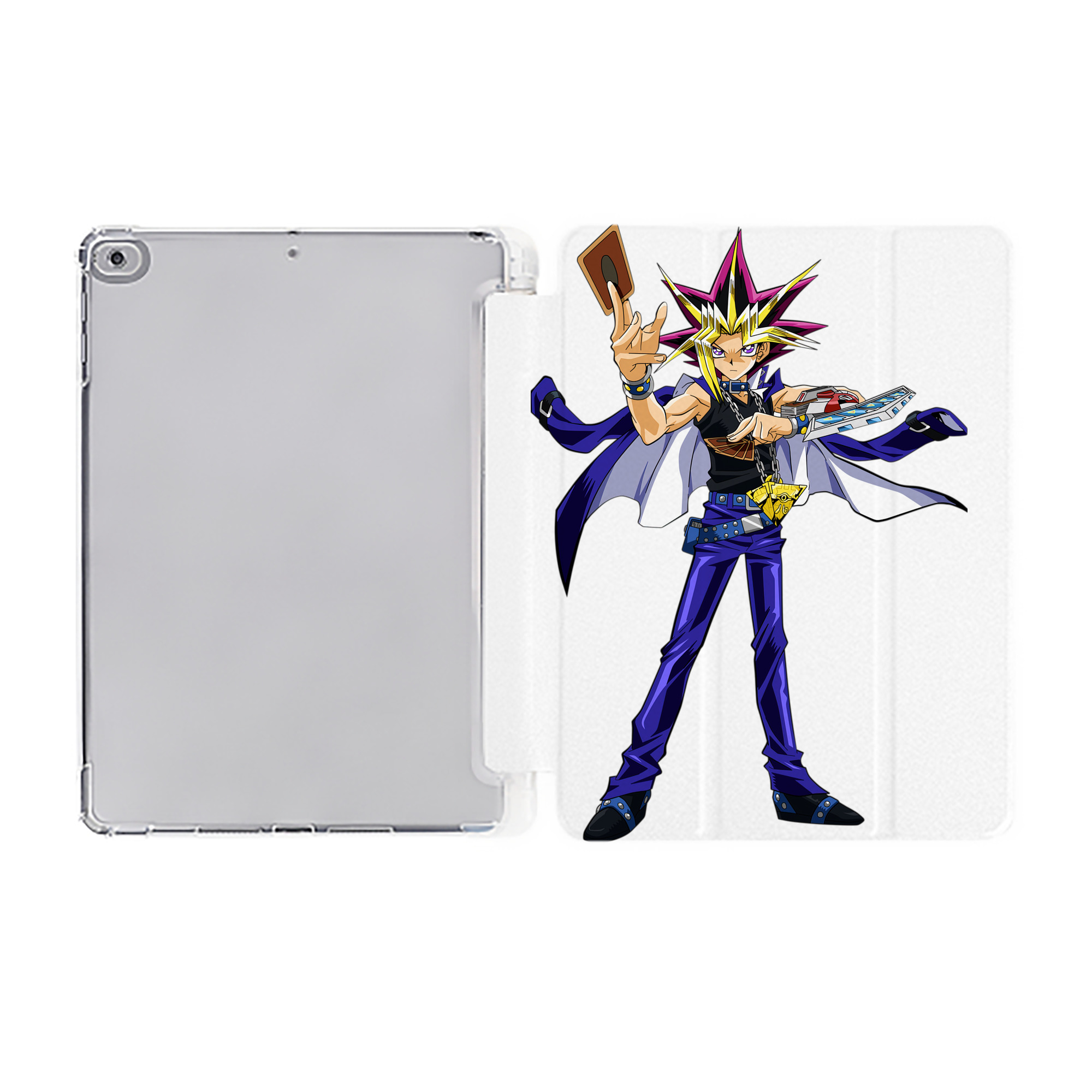 （画像用） 遊☆戯☆王 Yu-Gi-Oh! IPad ケース ペン収納付き 三つ折りスタンド PUレザー×シリコン 対応機種9.5/10.5/10.9インチ